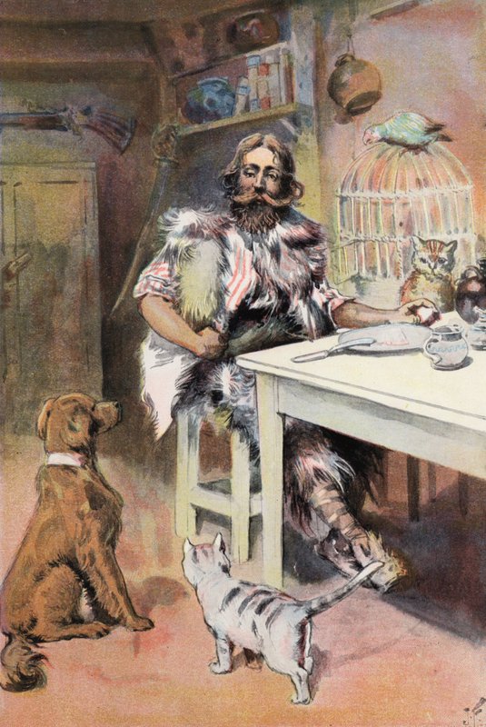 Robinson Crusoe: Olen kuin kuningas (väri litho) tekijältä Joseph (after) Finnemore