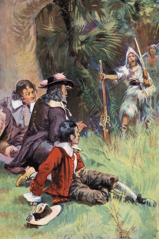 Robinson Crusoe: Kutsun heitä ääneen espanjaksi (väri litho) tekijältä Joseph (after) Finnemore