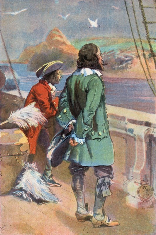 Robinson Crusoe: Jätän saaren (väri litho) tekijältä Joseph (after) Finnemore