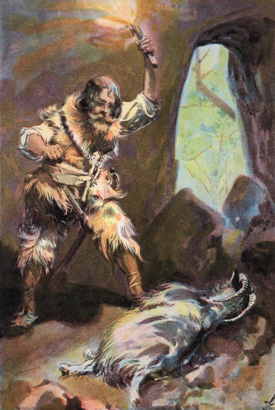 Robinson Crusoe: Näen vanhan vuohen (väri litho) tekijältä Joseph (after) Finnemore