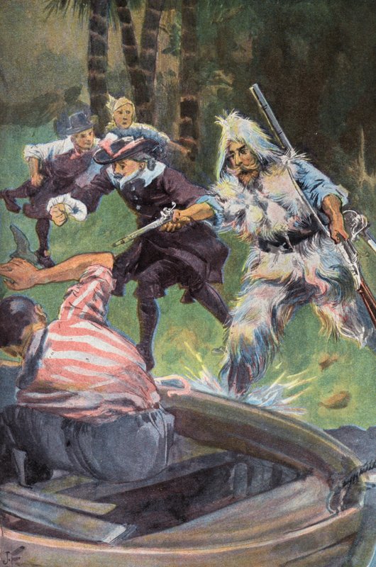 Robinson Crusoe: Pyydämme häntä periksi (väri litho) tekijältä Joseph (after) Finnemore