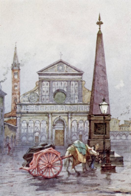 S Maria Novellan kirkko, Firenze (väri litho) tekijältä Joseph (after) Finnemore