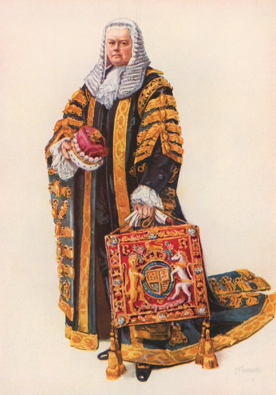 Lordi kansleri kruunausvaatteissaan (väri litho) tekijältä Joseph (after) Finnemore