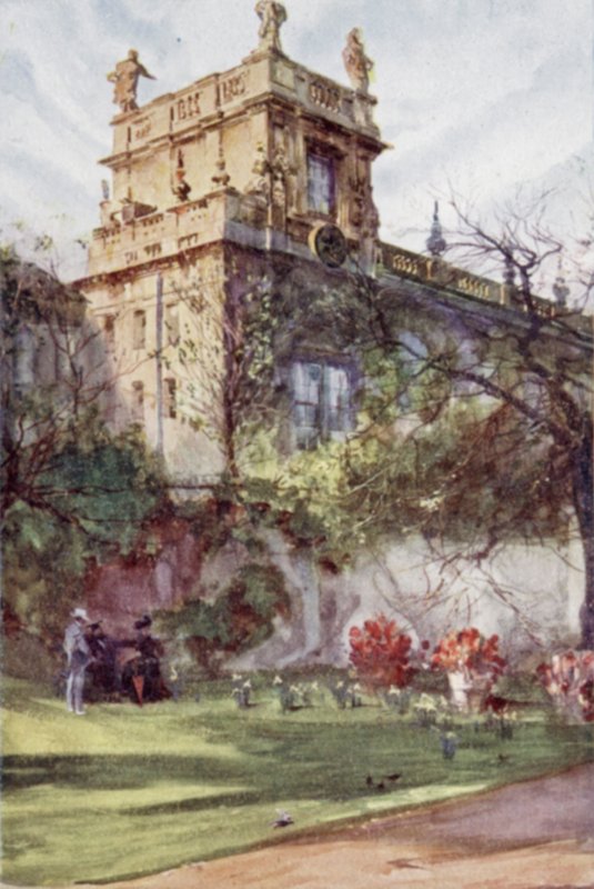 Trinity College Chapel, Balliol Gardensista (väri litho) tekijältä Joseph (after) Finnemore