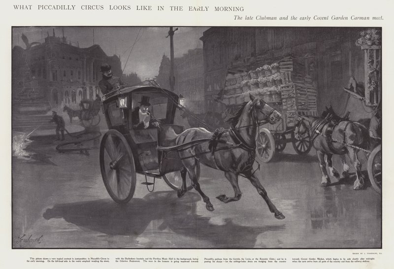 Miltä Piccadilly Circus näyttää aikaisin aamulla (litho) tekijältä Joseph (after) Finnemore