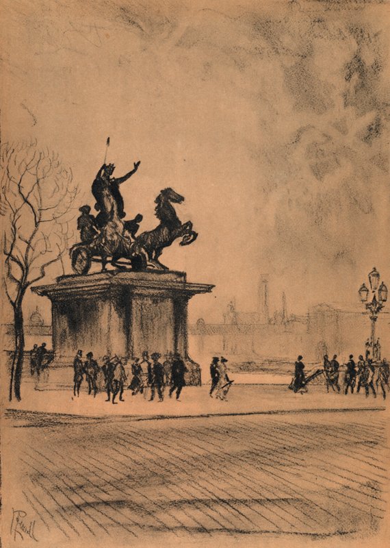Boadicea, Westminster Bridge (litho) tekijältä Joseph (after) Pennell