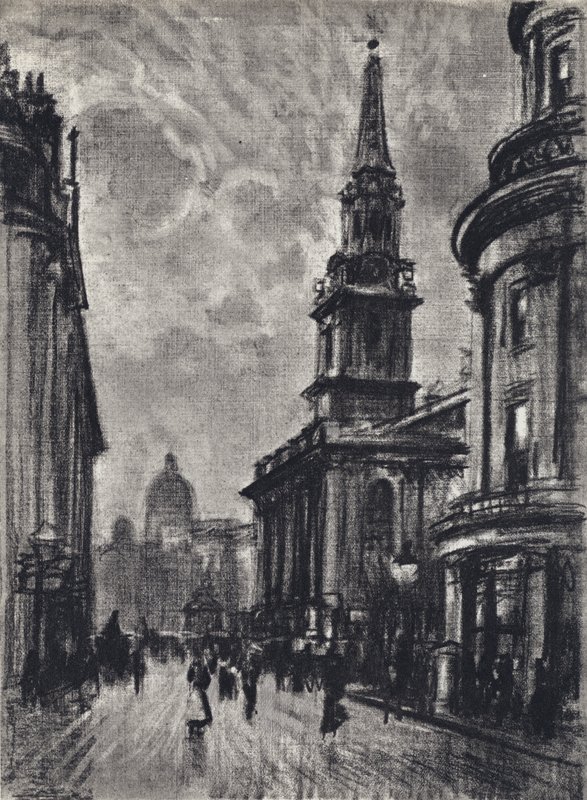 Duncannon Street, Charing Crossista (litho) tekijältä Joseph (after) Pennell
