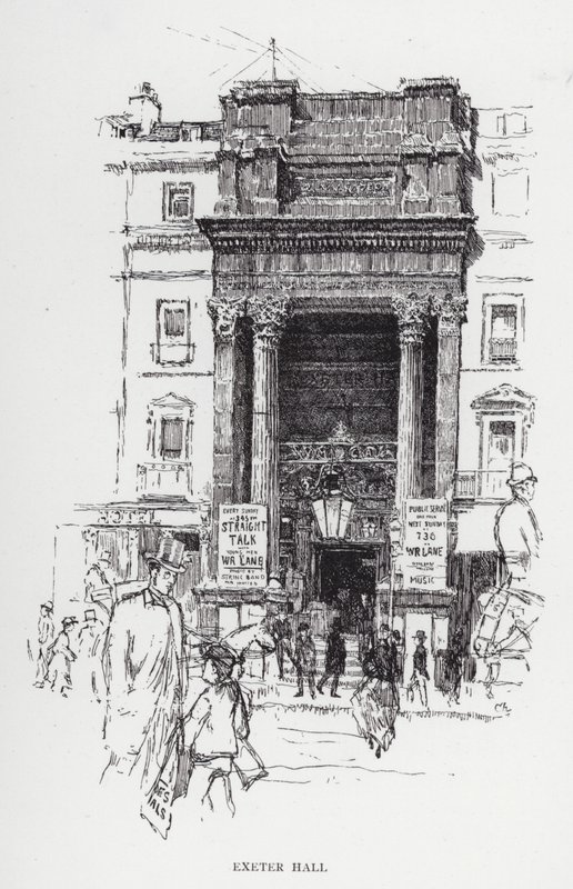 Exeter Hall (litho) tekijältä Joseph (after) Pennell