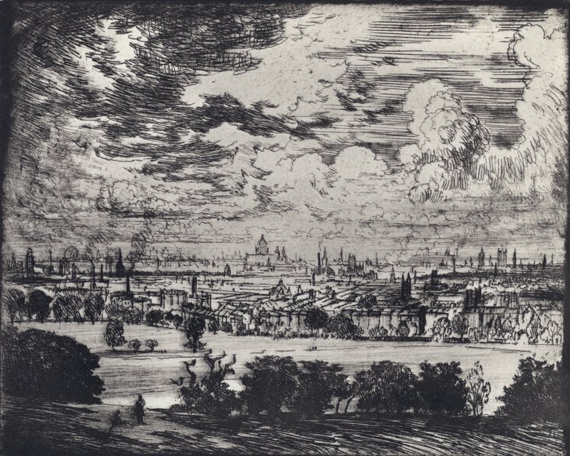 Lontoo, Hampsteadin yllä (litho) tekijältä Joseph (after) Pennell