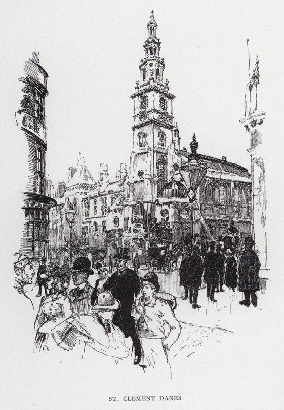 St Clement Danes (litho) tekijältä Joseph (after) Pennell