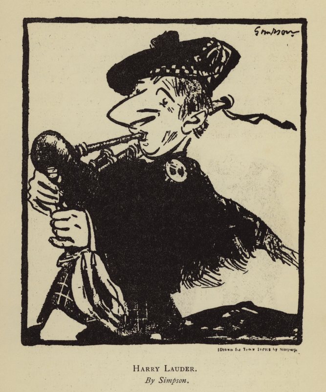 Harry Lauder, skotlantilainen laulaja ja koomikko (litho) tekijältä Joseph (after) Simpson