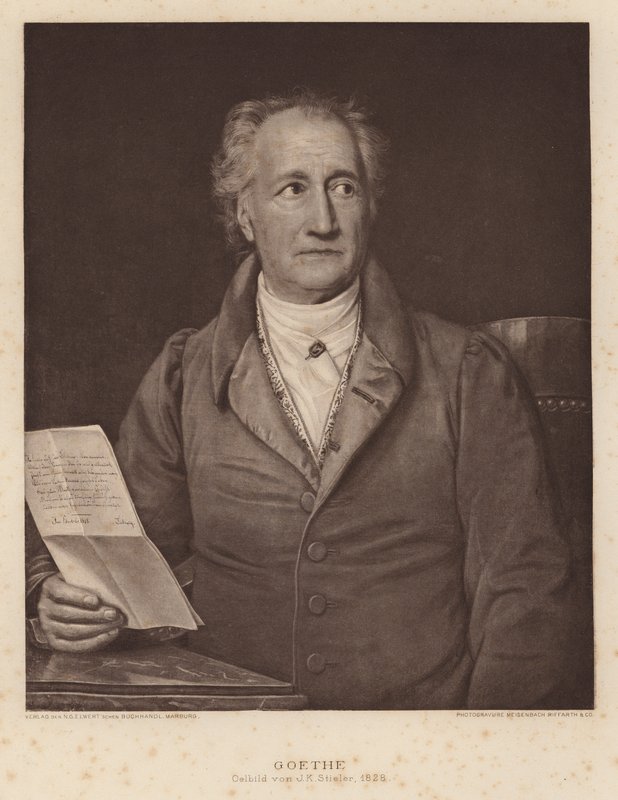 Johann Wolfgang von Goethe, saksalainen runoilija ja näytelmäkirjailija. tekijältä Joseph Carl (after) Stieler
