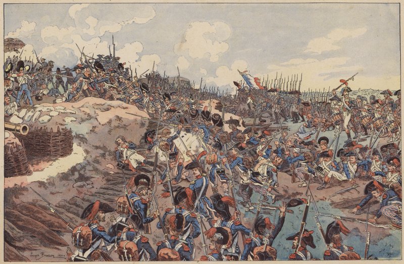 Jemappesin taistelu, Ranskan vallankumoukselliset sodat, 6. marraskuuta 1792 (väri litho) tekijältä Joseph Charles (after) Beuzon