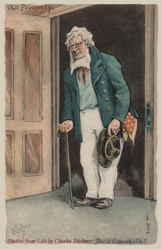 Old Peggotty, David Copperfield (väri litho) tekijältä Joseph Clayton  Clarke