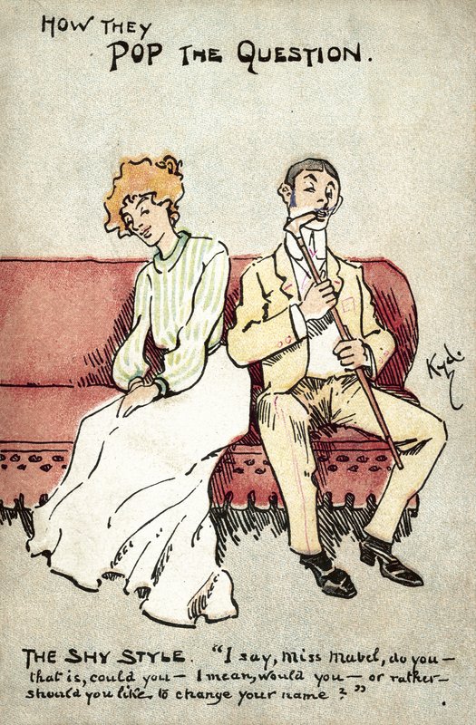 Kuinka esittää kysymys, ujo tyyli (väri litho) tekijältä Joseph Clayton  Clarke