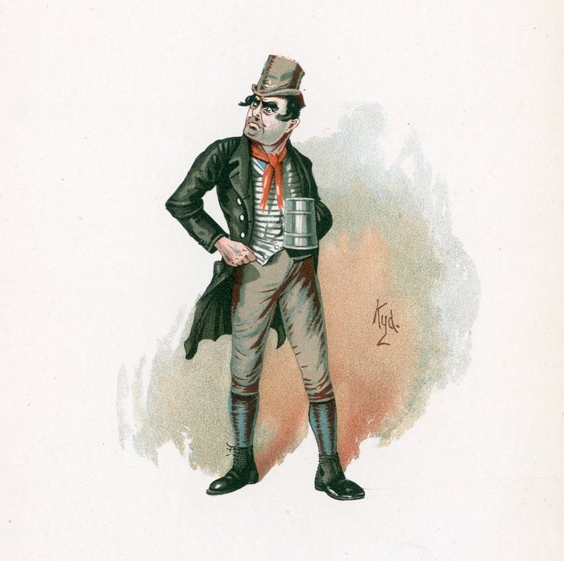 Bill Sikes, kuvitus artikkelista "Character Sketches from Charles Dickens", n. 1890 tekijältä Joseph Clayton Clarke
