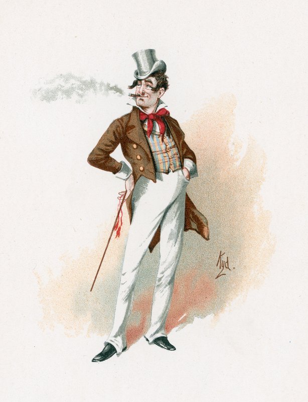 Dick Swiveller, kuvitus artikkelista "Character Sketches from Charles Dickens", n. 1890 tekijältä Joseph Clayton Clarke