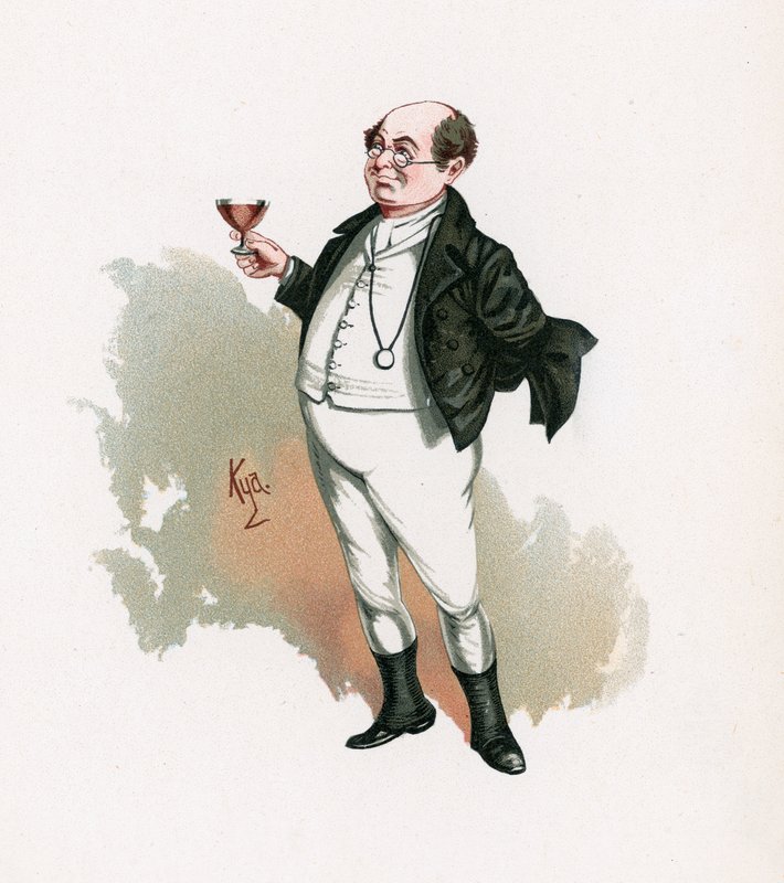 Mr Pickwick, kuvitus artikkelista "Character Sketches from Charles Dickens", n. 1890 (värilitho) tekijältä Joseph Clayton Clarke