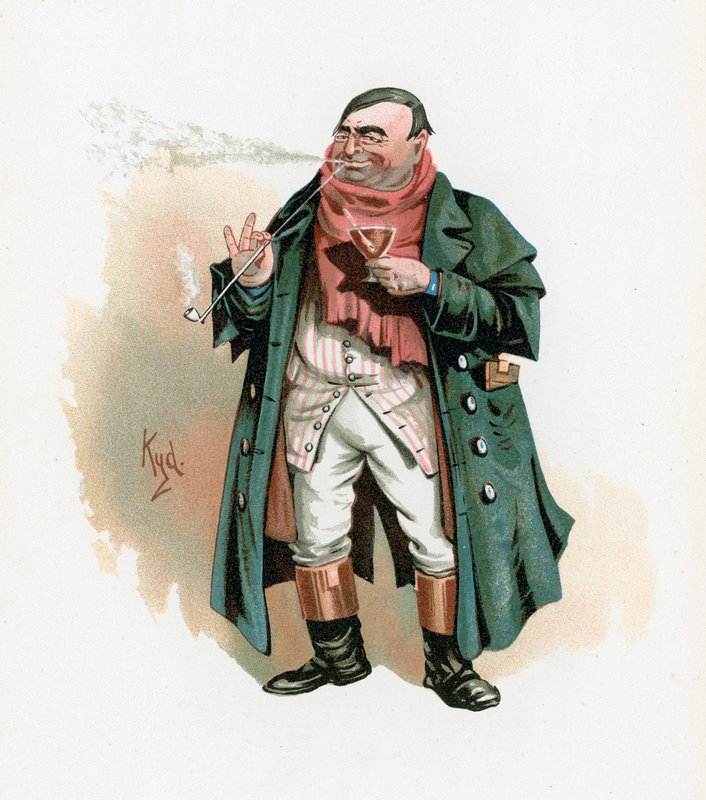 Mr Weller Senior, kuvitus artikkelista "Character Sketches from Charles Dickens", n. 1890 tekijältä Joseph Clayton Clarke