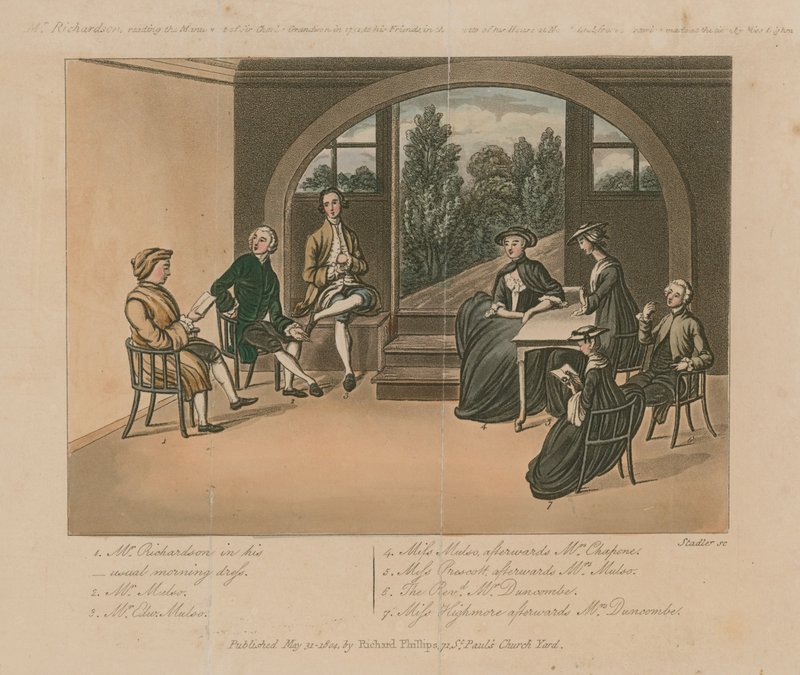 Herra Richardson lukee Charles Grandisonin käsikirjoitusta vuonna 1751 tekijältä Joseph Constantine Stadler