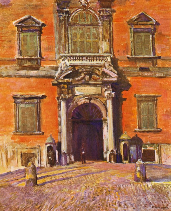 Rooma: Quirinal, Sisäänkäyntiportti (värilitografia) tekijältä Joseph Felix Bouchor