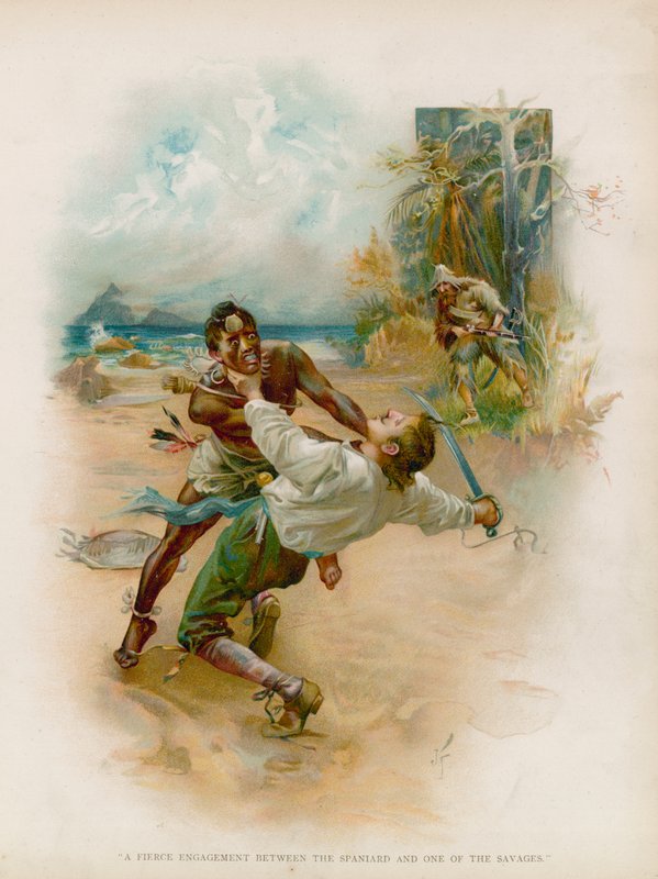 Kuvitus Robinson Crusoelle tekijältä Joseph Finnemore