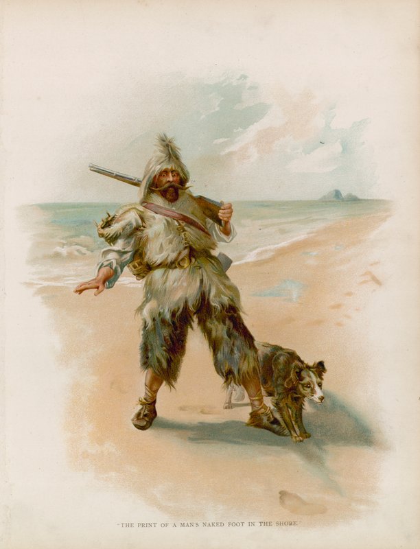 Kuvitus Robinson Crusoelle tekijältä Joseph Finnemore