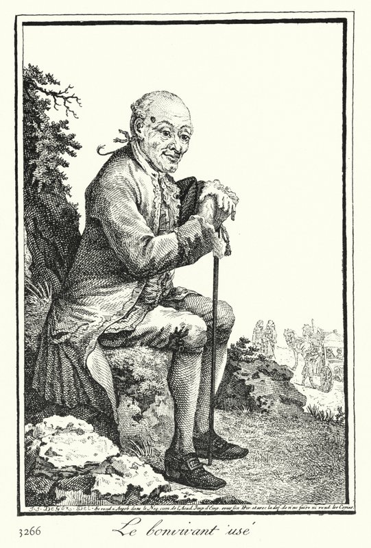 Kulunut Bon Viveur (kaiverrus) tekijältä Joseph Franz von (after) Goez