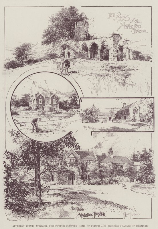 Appleton House, Norfolk, Tanskan prinssin ja prinsessa Charlesin tulevaisuuden koti tekijältä Joseph Holland Tringham