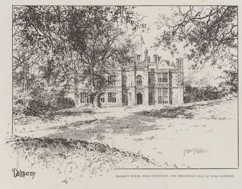 Dalmeny House, lähellä Edinburghia, Lord Roseberyn Midlothian kotipaikka tekijältä Joseph Holland Tringham