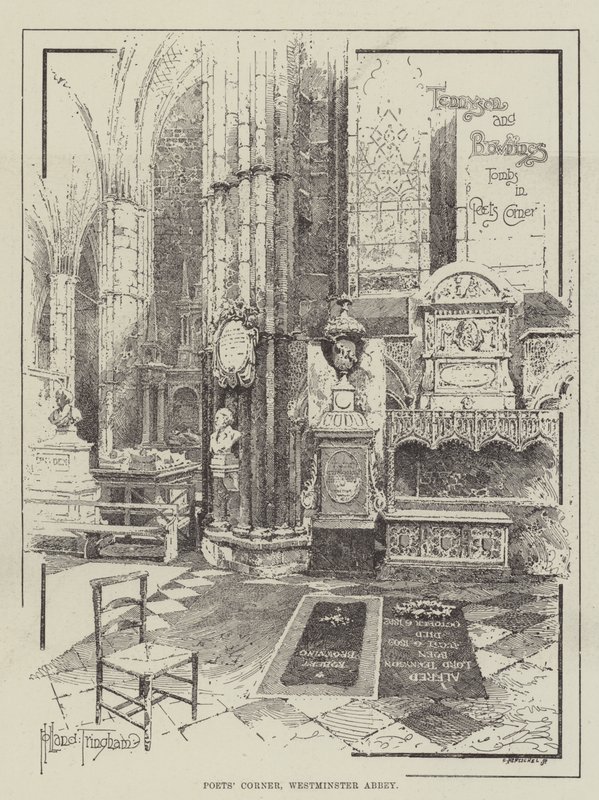 Runoilijan kulma, Westminster Abbey (Westminsterin luostari) tekijältä Joseph Holland Tringham