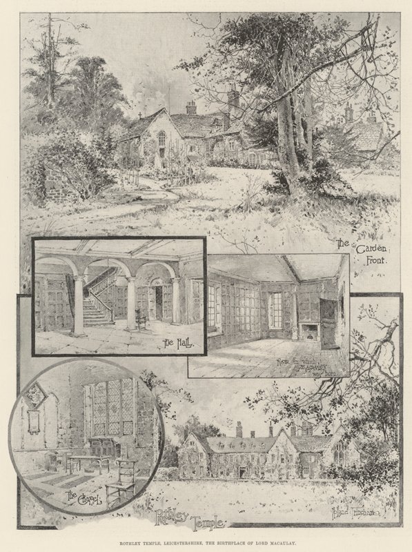 Rothley Temple, Leicestershire, Lord Macaulayn syntymäpaikka tekijältä Joseph Holland Tringham