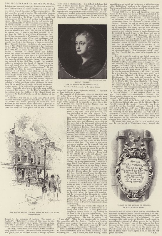 Henry Purcellin kaksisatavuotisjuhlavuosi tekijältä Joseph Holland Tringham