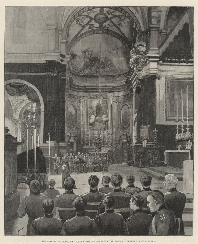 Victorian menetys, juhlallinen requiem-jumalanpalvelus Pyhän Johanneksen katedraalissa, Maltalla, 4. heinäkuuta tekijältä Joseph Holland Tringham