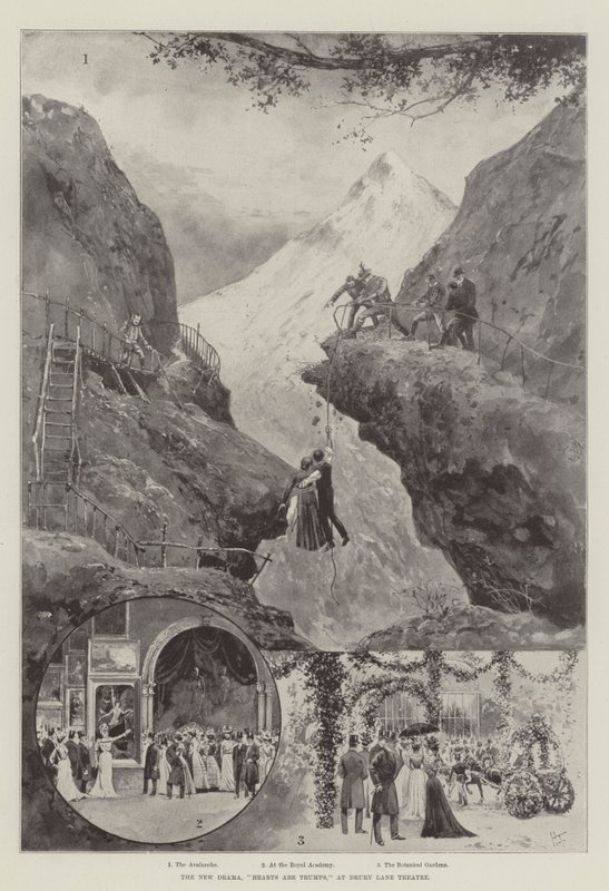 Uusi draama, Sydämet ovat valttikortteja, Drury Lane -teatterissa. tekijältä Joseph Holland Tringham