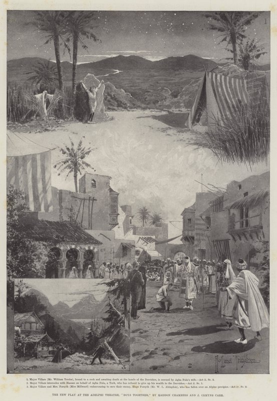 Uusi näytelmä Adelphi-teatterissa, Boys Together, kirjoittaneet Haddon Chambers ja J Comyns Carr tekijältä Joseph Holland Tringham