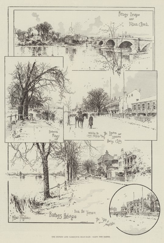 Oxfordin ja Cambridgen venekilpailu, pitkin Banksia tekijältä Joseph Holland Tringham