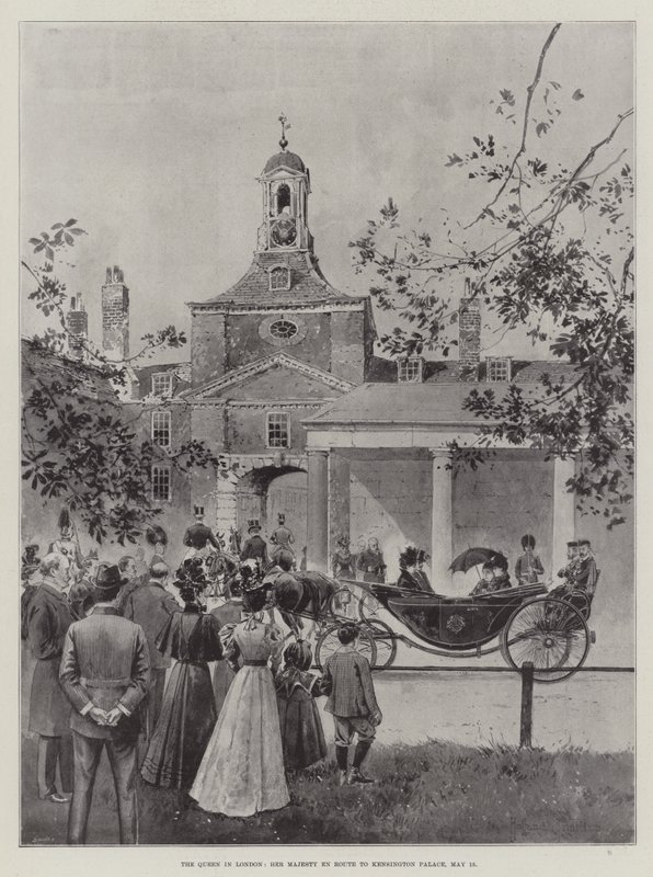 Kuningatar Lontoossa, Hänen Majesteettinsa matkalla Kensingtonin palatsiin, 15. toukokuuta tekijältä Joseph Holland Tringham