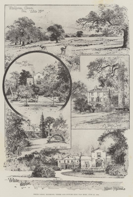 White Lodge, Richmond, jossa tuleva kuninkaamme syntyi, 23. kesäkuuta 1894 (kaiverrus) tekijältä Joseph Holland Tringham