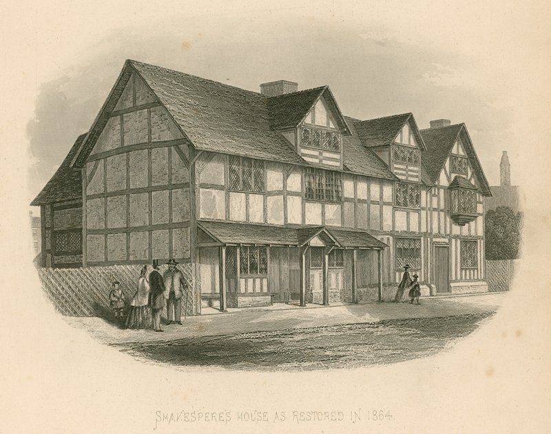 Shakespearen talo kunnostettuna vuonna 1864. tekijältä Joseph Kenny Meadows