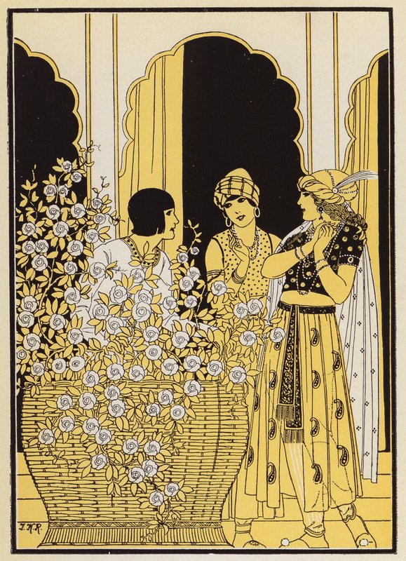 Floire ja Blancheflor (värilitografia) tekijältä Joseph Kuhn Regnier