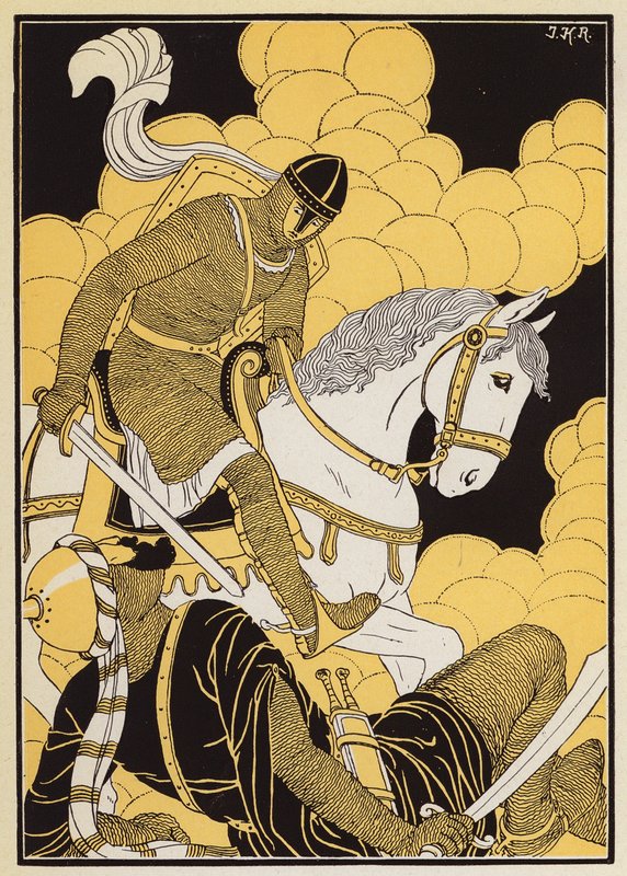 Le Combat de Guillaume Contre le Geant Corsolt (värilitografia) tekijältä Joseph Kuhn Regnier