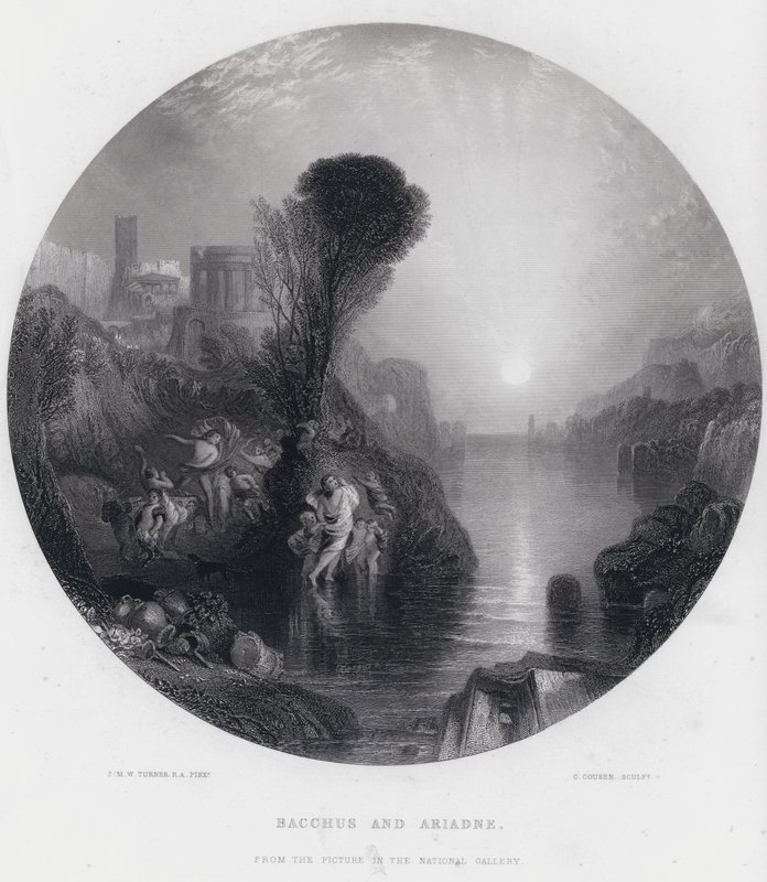 Bacchus ja Ariadne (kaiverrus) tekijältä Joseph Mallord William (after) Turner