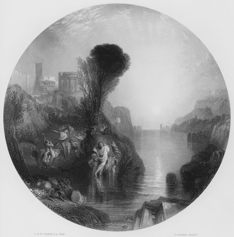 Bacchus ja Ariandne, kuvasta Kansallisgalleriassa (kaiverrus) tekijältä Joseph Mallord William (after) Turner