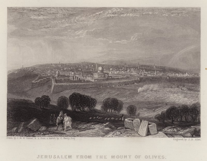 Jerusalem Öljymäeltä (väri litho) tekijältä Joseph Mallord William (after) Turner