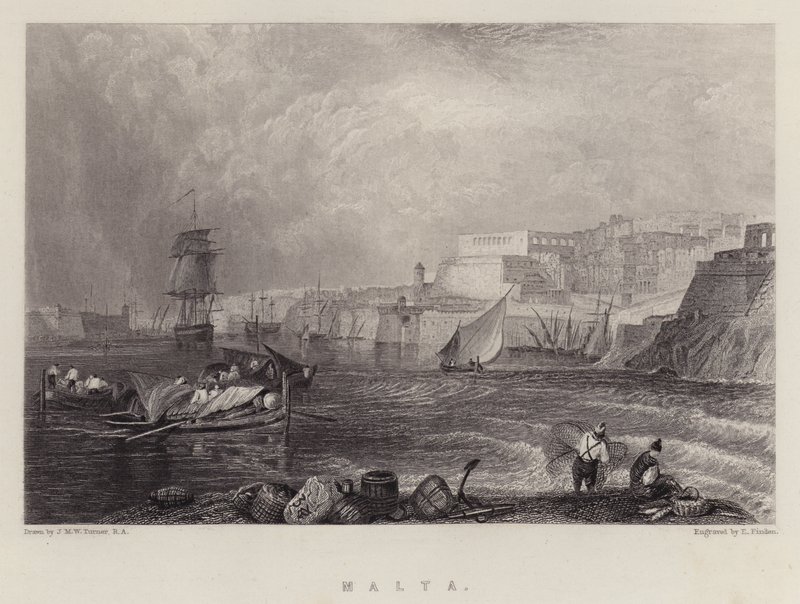 Malta (väri litho) tekijältä Joseph Mallord William (after) Turner