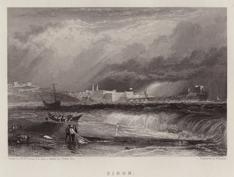 Sidon (väri litho) tekijältä Joseph Mallord William (after) Turner