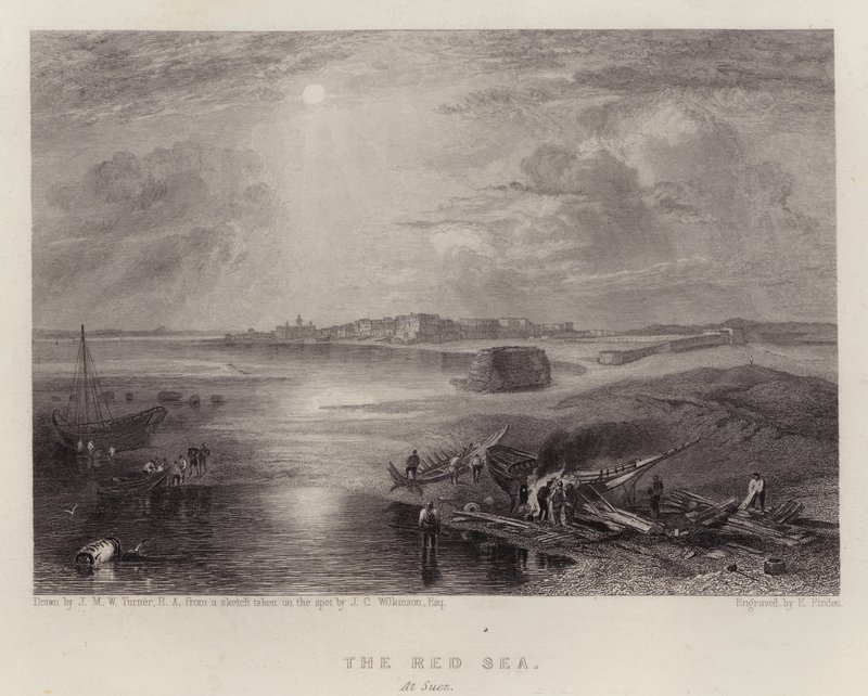 Punainen meri, Suez (väri litho) tekijältä Joseph Mallord William (after) Turner