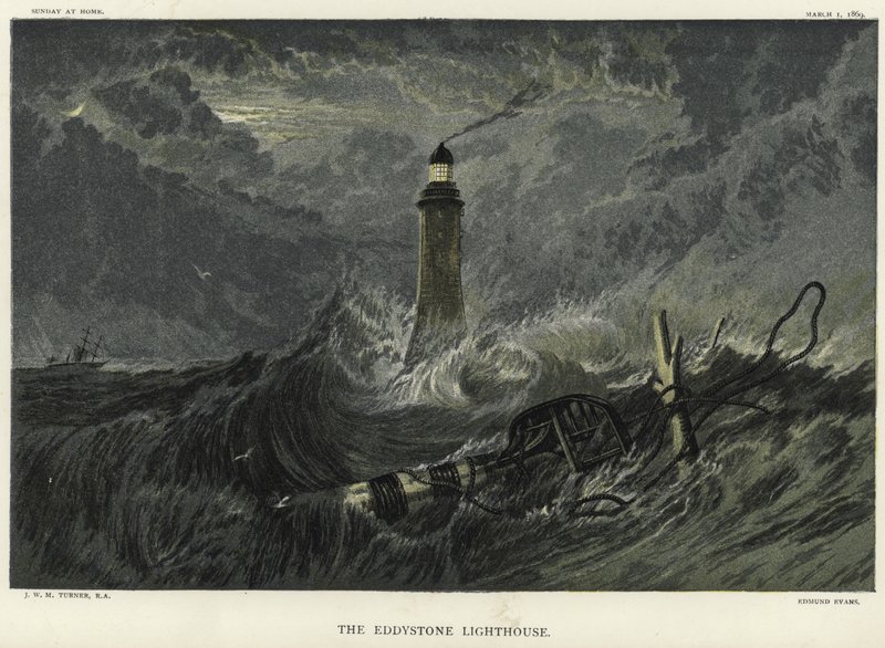Eddystonen majakka Eddystone Rocksilla tekijältä Joseph Mallord William Turner