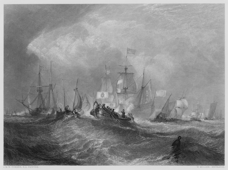 Oranssin prinssi laskeutuu Torbayyn, kuvasta Vernonin galleriassa tekijältä after Joseph Mallord William Turner